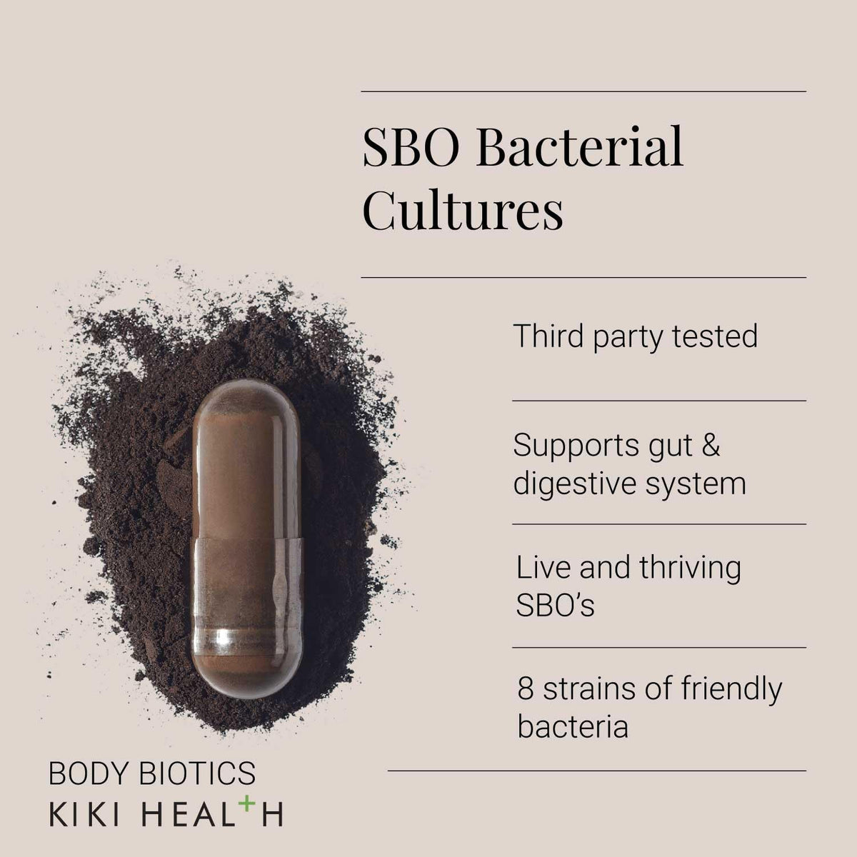 KIKI HEALTH KIKI Health Body Biotics for Men & Women | Probiotics Supplement | Strengthens Digestive & Gut Health | Reduces Bloating | Dietary Probiotics for Colon & Immune Health | Promotes Wellness (60 Count)