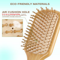 Combetter Bamboo Hair Brush & Comb Set, Scalp Massager, Detangling for Hair Growth