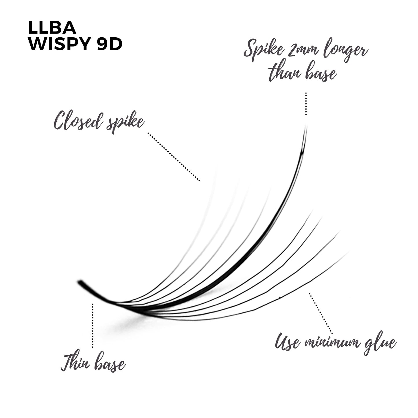 LLBA Promade Wispy Lash Extensions 9D 0.05, 100% Handmade Eyelashes Volume Fans, C Cc D Curls, 9-17 Mm Length, Long-Lasting, Easy Application (D 16 mm) (Packaging May Vary)