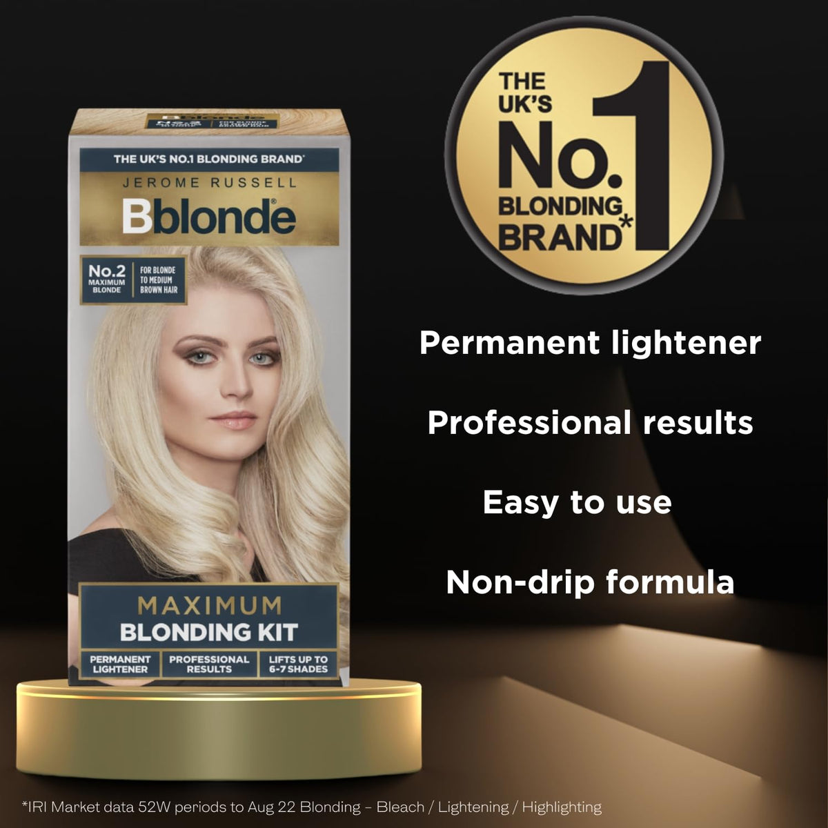 Jerome Russell Bblonde Blonding Kit No.2 | Permanent Lightener | Blonde Bleach Hair Dye which Lifts 6-7 levels | Professional Results | Contains Avocado Oil