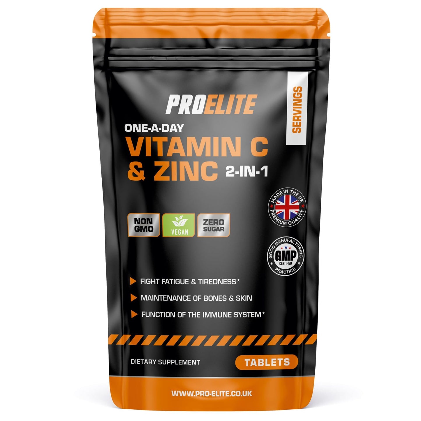 Vitamin C and Zinc 360 Tablets Vegan - Ascorbic Acid with Added Zinc - Maintenance of Normal Immune System - High Strength Vitamin C & zinc Capsule & Powder Alternative by PROELITE