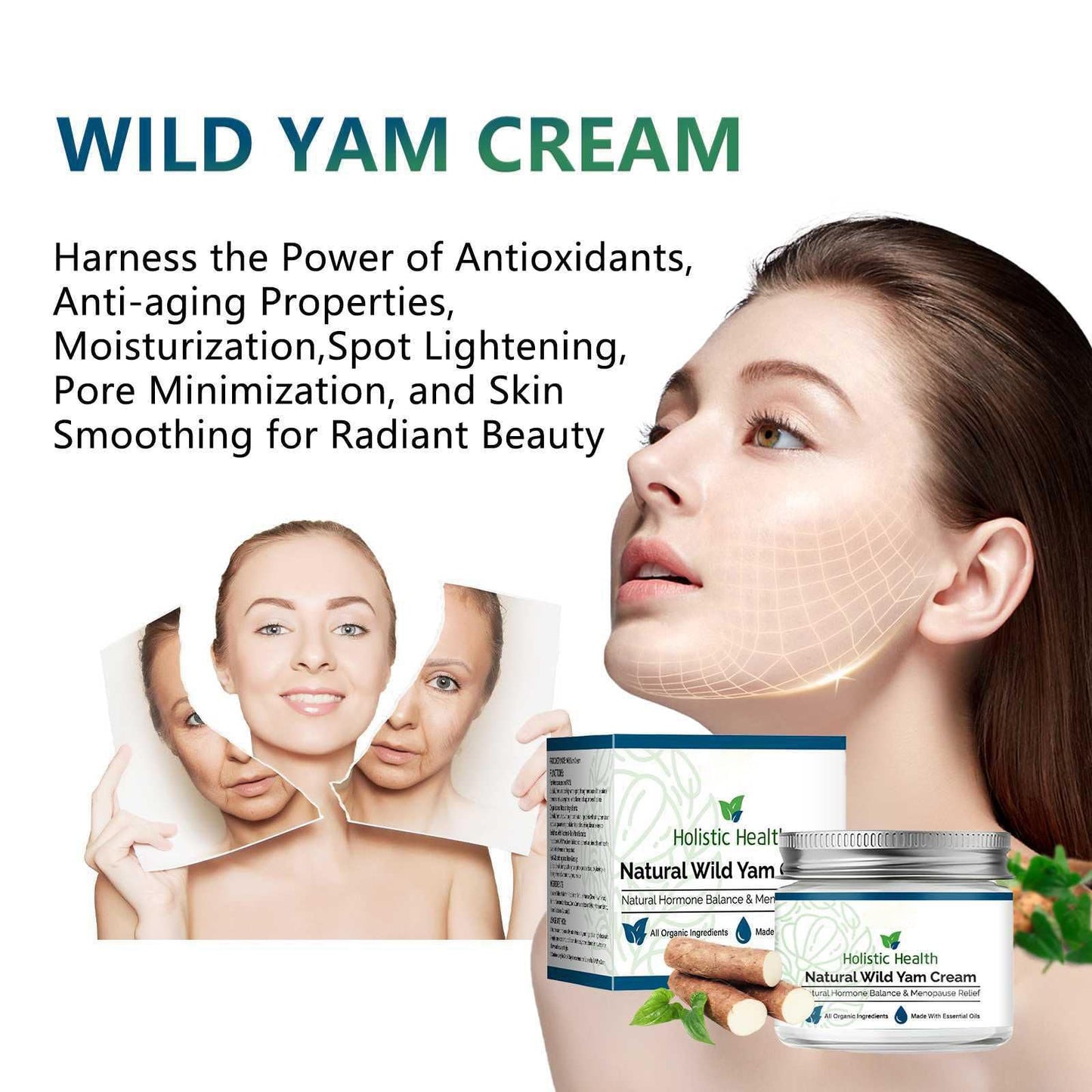 Ingzy Wild Yam Cream, Wild Yam Cream for Hormone Balance, Organic Wild Yam Cream for Menopause, Support Hormone Harmony, Women Wild Yam Root Cream Skin Moisturizer, 50g