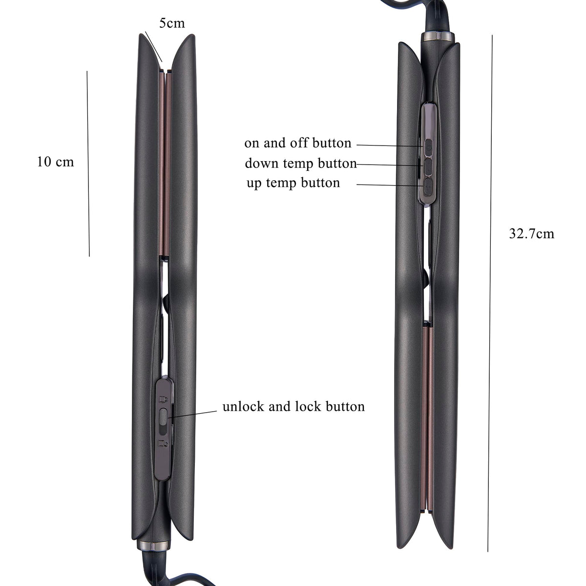 stylocks Ionic Hair Straighteners for Women,5.7cm Ceramic Wide Plate 120℃ to 220℃ LED Digital Display Side Temp Button Lock and Unlock Hair Straightener 2m 360 ° Swivel Cord for Short Medium Long Hair