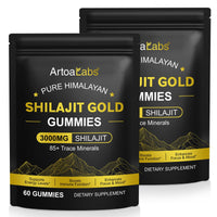 XINSZLIN 2PCS Shilajit Gummies for Men & Women Natural Himalayan Shilajit Gold Gummy, 3000mg, Rich in Ashwagandha and Gokshura with 85+ Minerals, Boost Your Vitality Health and Endurance, 60 Gummies