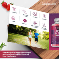 Multivitamin Gummies for Women & Men - 2 Months Supply - 13 Multivitamins & Minerals - 120 Vitamin Gummies - With Vitamin C, A, D, B, Biotin & Zinc - Strawberry Flavoured Chewable Multivitamins Adults
