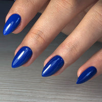 KQueenest 30 Pcs Royal Blue Press on Nails Short Almond, Short False Nails Almond, Glossy Solid Bright Blue Stiletto Fake Nails Set, Reusable Natural Gel Stick on Nail for Women Finger Daily Wear
