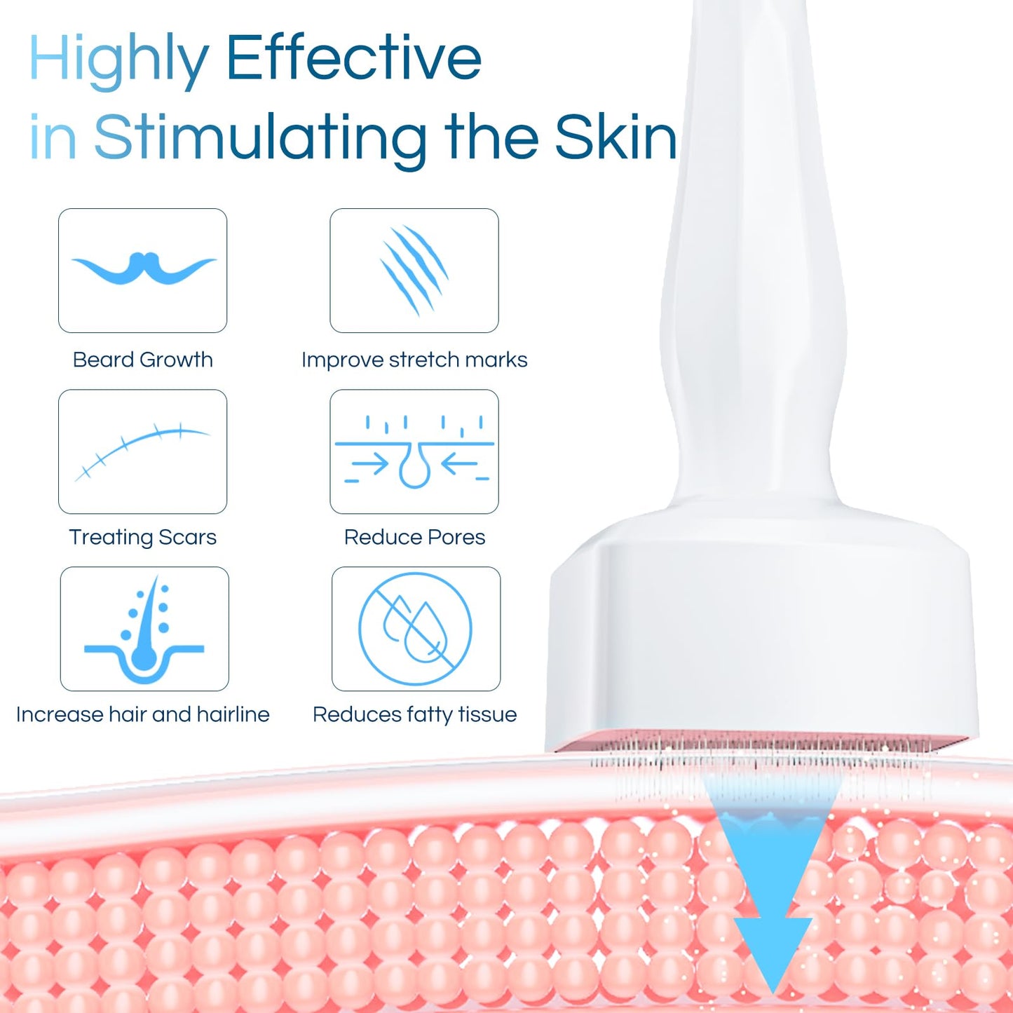 Dr.roller Derma Stamp, Adjustable Microneedling Stamp Pen 0-3mm with 140 Titanium Pins, Professional Dermastamp Microneedling Pen Derma Pen Derma Roller Hair Beard Growth for Men and Women