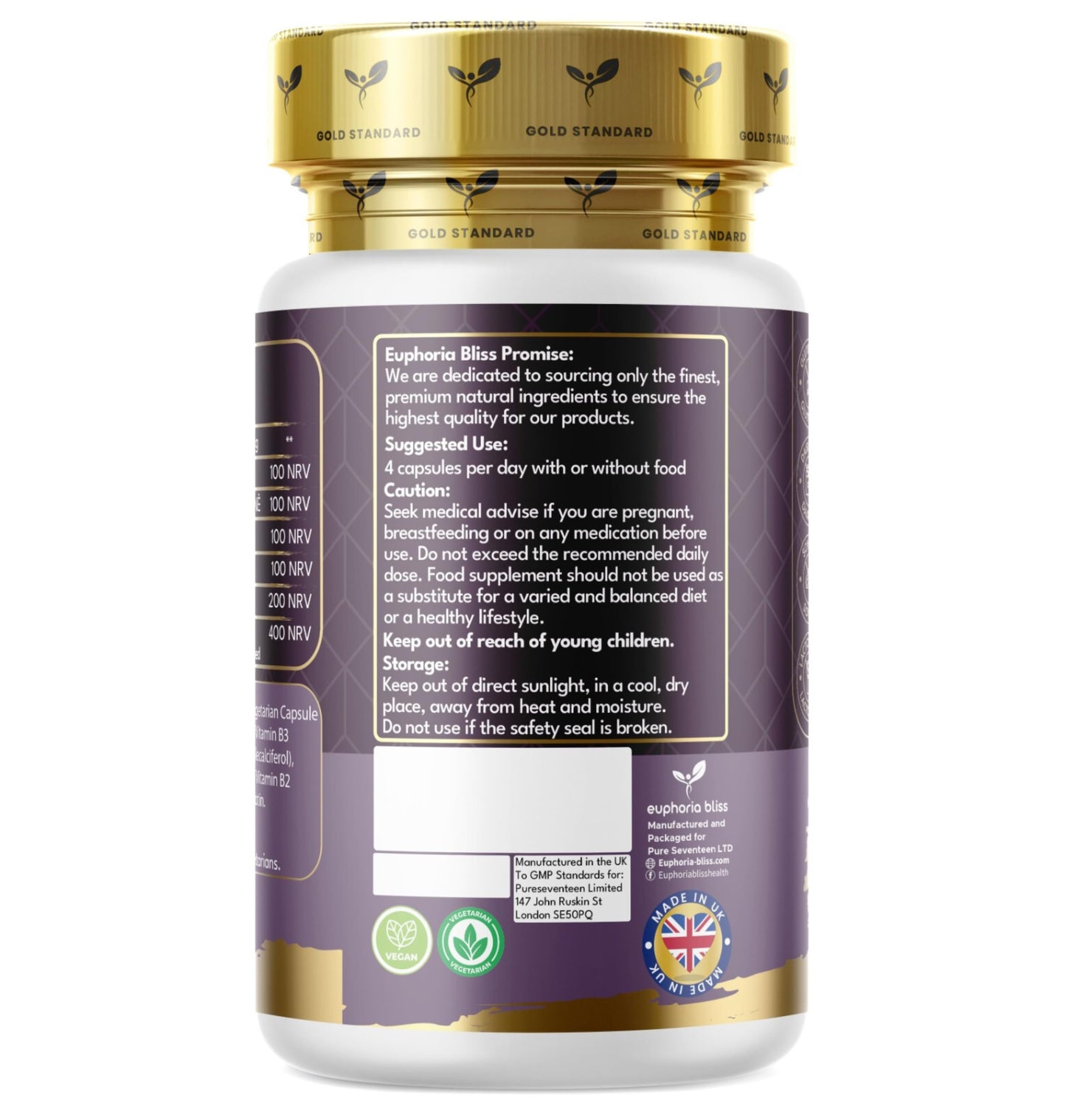 Euphoria Bliss L-Carnitine Capsules 3000mg - L-Carnitine Formula with Vitamins D & B - High Strength L-Carnitine Tartrate Supplement – 120 Vegan Tablets – Supports Energy, Metabolism, & Reduces Tiredness & Fatigue