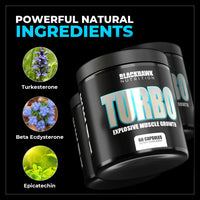 Blackhawk Nutrition Turbo Muscle Support Formula with Turkesterone & Beta Ecdysterone - Ideal Muscle Mass Synthesis to Improve Strength & Muscle Development – 60 Capsules Pack