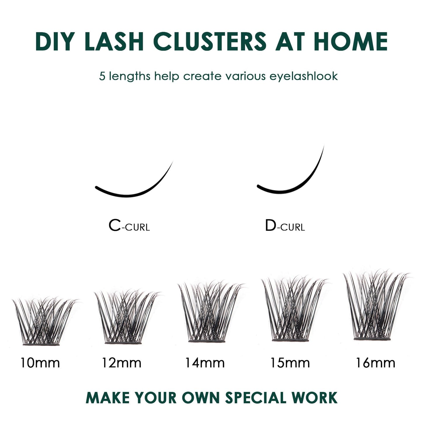 Lanciley Lash Extension Kit 120 Pcs Individual Lashes Soft Light Thin Band Cluster Lashes Eyelash Extension Kit C D Curl Lash Clusters with Bond and Seal Tweezers DIY at Home Mix 10-16mm - L17