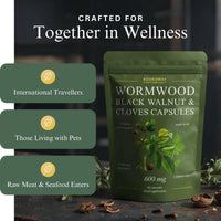 Roundway Supplements Wormwood Black Walnut and Clove Capsules | High Strength Supplement for Humans | 2 Months Supply | 60 Capsules, 600mg per Serving | Vegan Supplement and UK Made (Pack of 1)