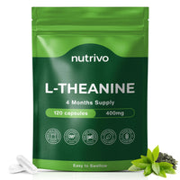 Nutrivo L Theanine 400mg | 120 Vegan Capsules - 4 Months Supply | Good Alternative to L-Theanine Powder, Gummies and Drops | UK Made L'Theanine Supplement