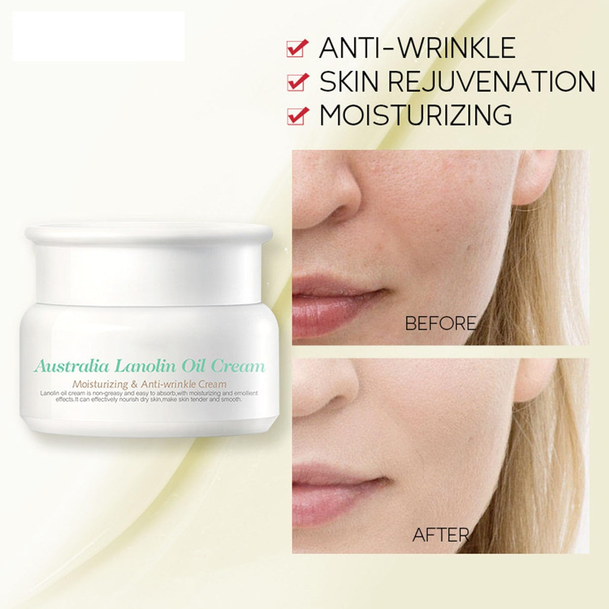 GNAUMORE Pure Lanolin Face Cream Moisturiser,Strong Moisturiser & Anti Wrinkle Face Cream,Anti Wrinkle Moisturiser,Hydrating Face Cream,Firms and Moisturises Skin,Hydrating Day Cream 35g