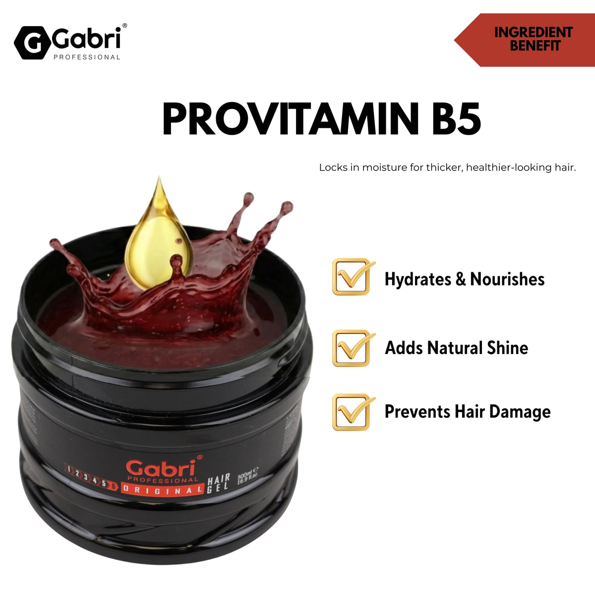G Gabri Gabri Hair Styling Gel, Firm Hold Styling Hair Gels, High Gloss, Anti-Frizz Effect, Edge Control, For All Hair Types (250 g (1 Pack), Original)