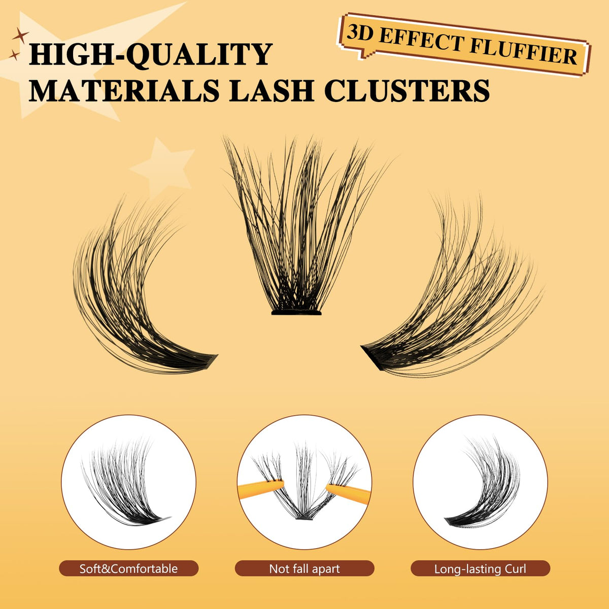 QUEWEL 3D Lash Clusters Kit, 240 PCS Cat Eye Eyelash Clusters 80D+100D Wispy Cluster Eyelash Extensions, Easy to Use Left&Right Lash Extension Kit Reusable Waterproof for DIY at Home (3D 80D+100D-KIT)