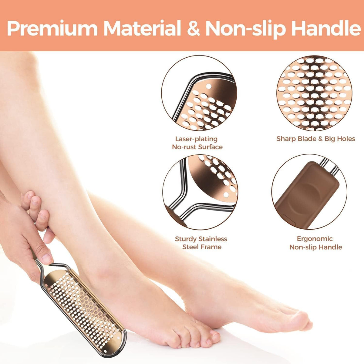 Easkep Foot File Foot Pedicure Tool, Stainless Steel Foot Scrubber Foot File Dead Skin Remover for Hard Skin and Dry Cracked Feet Scraper