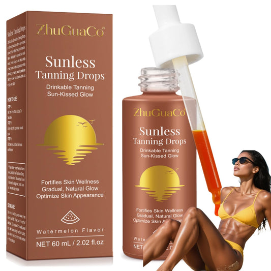 CLFJLXYX Drinkable Tanning Drops, 2025 New Tanning Drops Drink : Sunless Self-Tan to Enhance Natural Tone, Boost Melanin without The Sun Damage, All Skin Types, 60ml