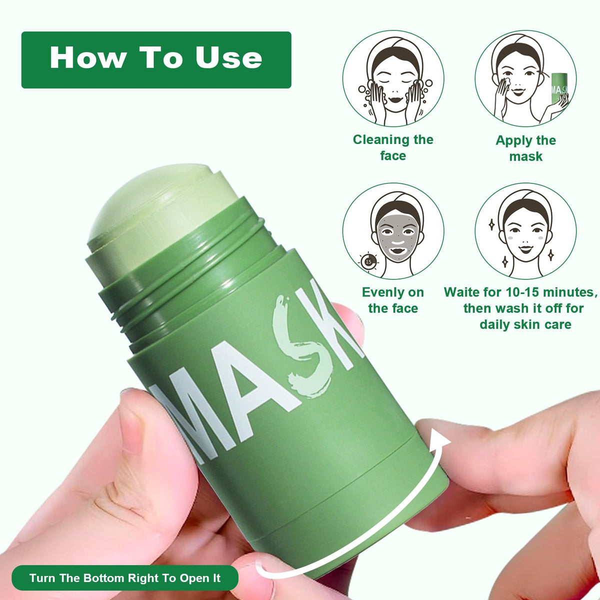Samkeen Green Tea Mask Stick, Green Tea Deep Cleanse Mask, 2026 New Upgrade Blackhead Remover with Green Tea Extract, Moisturizing, Cleansing Face for Men and Women