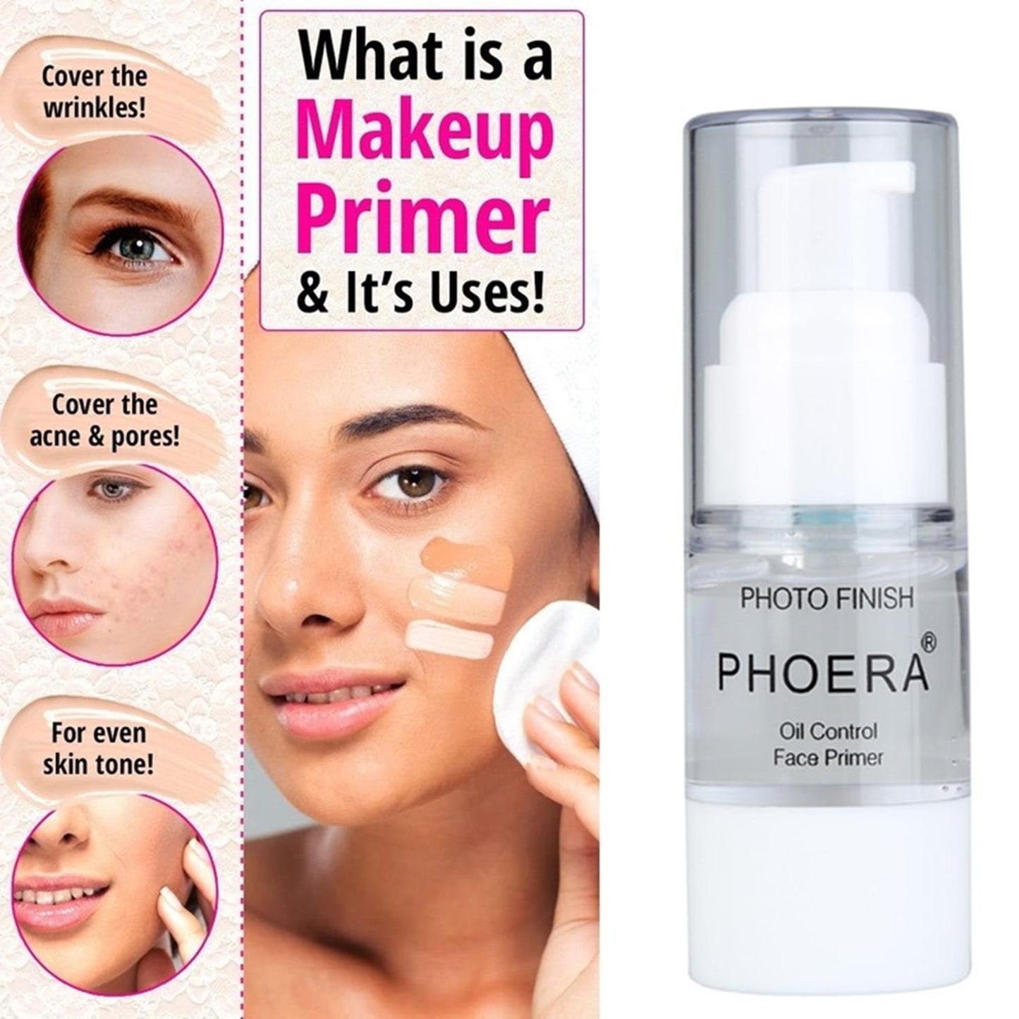 HOPHAT 2Pcs Makeup Primer For PHOERA All Matte Oil Free Full Coverage Foundation Base Long Lasting Hydrating Smoothing Moisturizing Makeup Base Matte Face Foundation Primer (#2pcs 18ml)