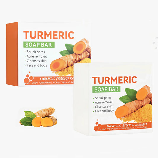 Anshenger Turmeric Handmade Soap, Facial Soap, Gentle Skin Care Essential Oil Soap, Body Cleanser, Anti-Acne, Shrink Pores, Deep Cleansing, Moisturizing, Firming, With Foaming Net, Suitable For Body And Face