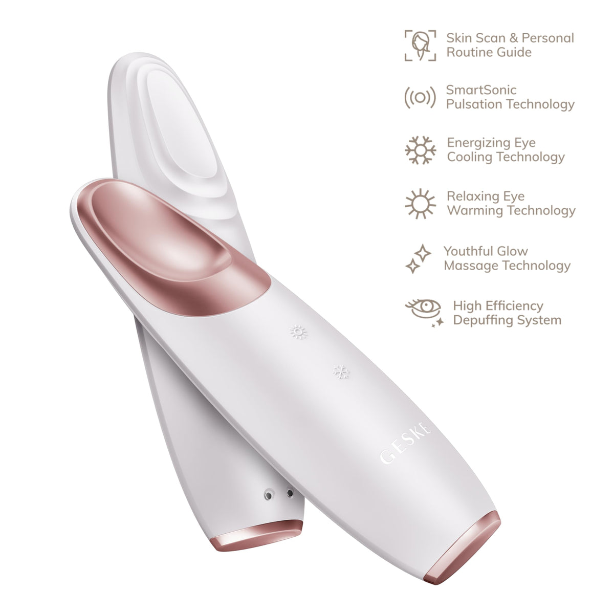 GESKE SmartAppGuided™ Warm & Cool Eye Energizer | 6 in 1 | Heated eye massager | Combat dark circles & under-eye bags | Refresh droopy eyelids | Anti-stress & relaxation | Sonic massaging