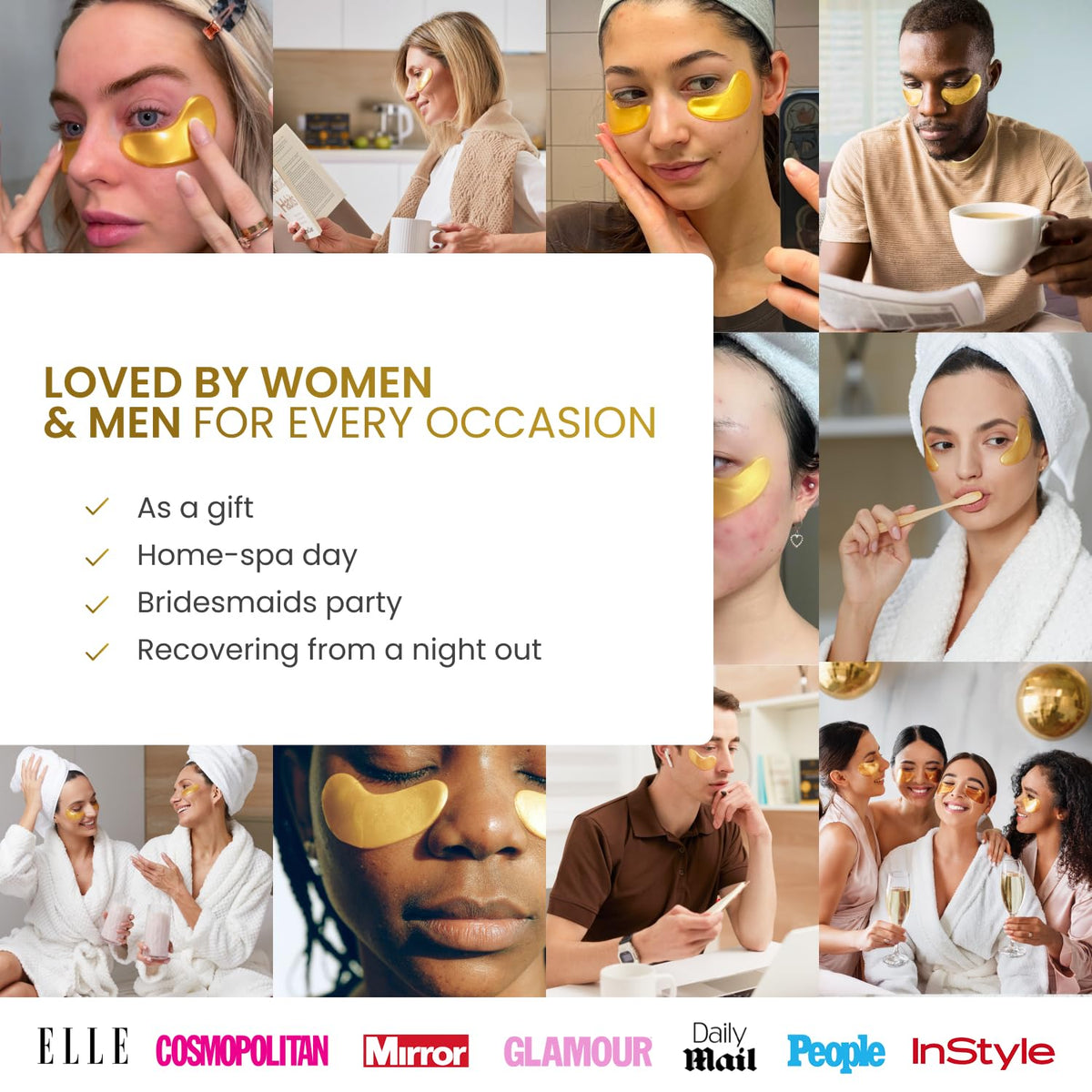 PLANTIFIQUE 24K Gold Under Eye Patches - Dermatologist Tested - 20 Pairs Collagen & Hyaluronic Acid Eye Masks for Dark Circles & Puffiness