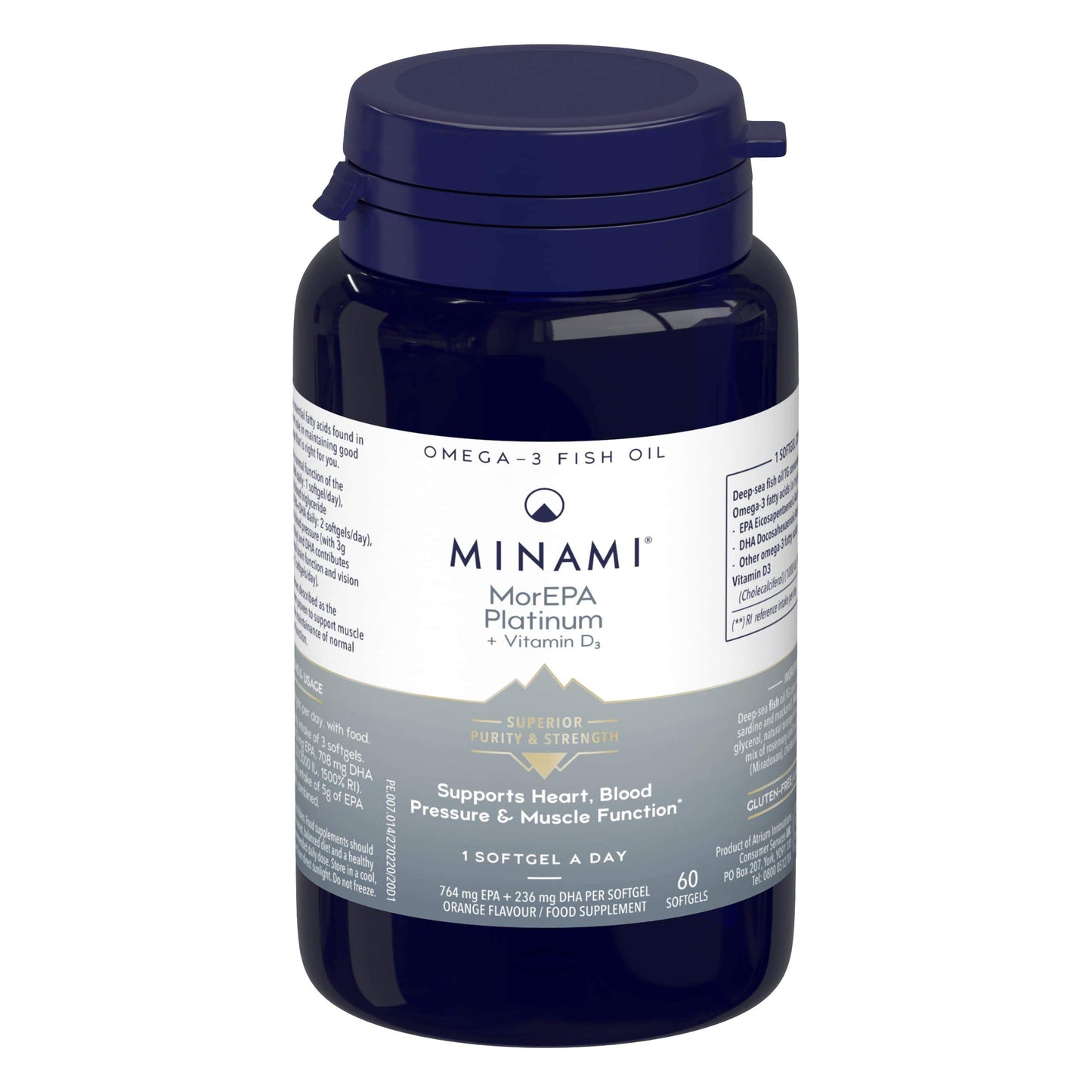 MINAMI - Omega-3 Fish Oil - MorEPA Platinum + Vitamin D3-60 Softgels