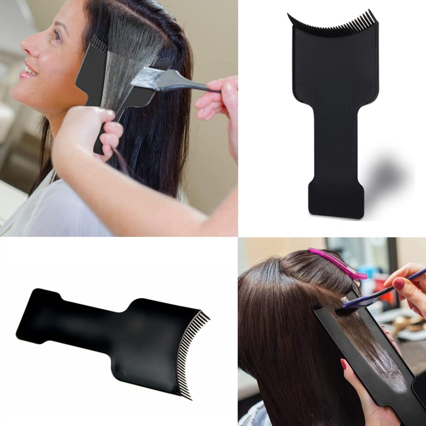 FYHJNC 2PCS Hair Dye Highlighting Boards with Fine Teeth & Flat Top Comb – Salon-Grade Sectioning Tools for Balayage, Bleach, Colouring at Home (Black)