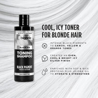 Jerome Russell Bblonde BLACK ICE Toning SHAMPOO | Neutralises Yellow & Orange Tones for Icy Silver Blonde Finish | Nourishing Formula with Soy, Rice Proteins & Jojoba Oil | Sulphate-Free | 250ml
