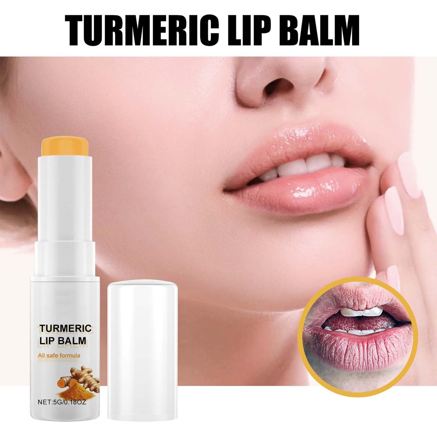 SHEBEEDO Lip Balm, Turmeric Lip Balm,Lip Lightening For Dark Lips,Long Lasting Moisturizing Lip Care Cream, Nourishes Lips, Reduces Chapped Dry Lips, Repairs Cracks,Natural Bright Lip Mask For Women Men