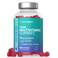 Horbäach Multivitamin Gummies for Teenagers | 60 Count | A- Z Multivitamin Complex with Vitamin A, B12, C, D, and Zinc | Berry Flavour for Teens | Vegetarian and Vegan Supplement | by Horbaach