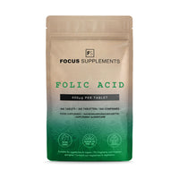 Focus FS Folic Acid | 365 Folic Acid High Strength Tablets - 400µg Folic Acid per Serving | Folic Acid Tablets Folate Supplements | Non-GMO, Gluten & Allergen Free | Manufactured in The UK