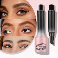 Generic Brow-Fection Angled Brush & Dip - Waterproof Eyebrow Tint Kit For Defined, Natural-Looking, Long-Lasting Brows with Precision Tip & Dark Brown Pencil Powder Pomade Palette