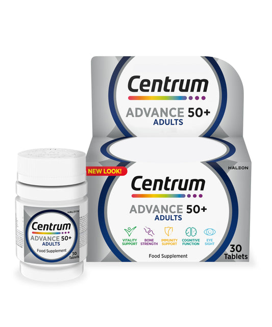Centrum Advance 50+ Tablets Multivitamin & Mineral Supplements, with 24 essential nutrients, including vitamin D, C, Zinc, 130 ct (Packaging and Tablet colour may vary slightly)