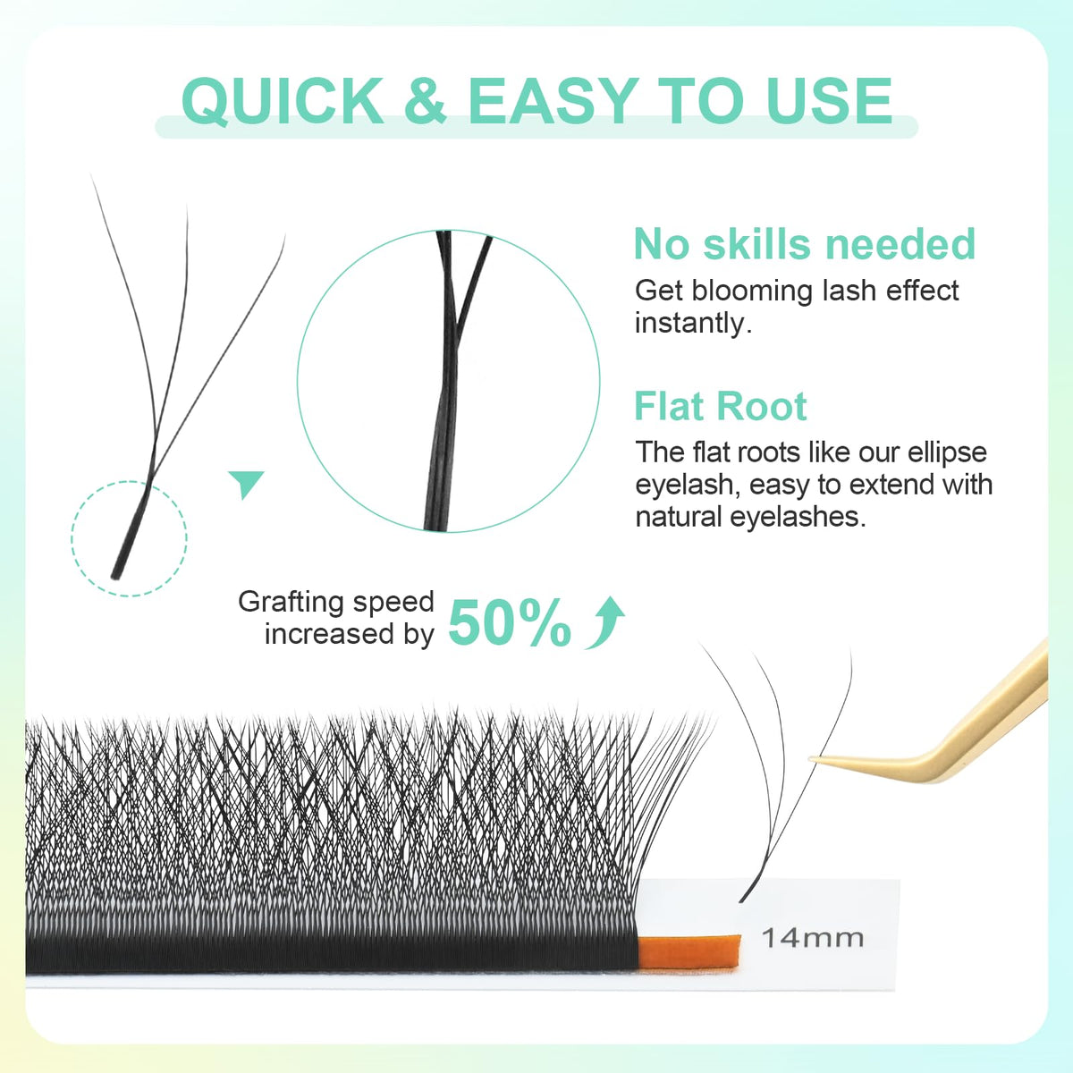 NAGARAKU Eyelash Extensions Cluster 3D Volume Lashes Hand Woven Long Stem 0.07mm D Curl 8-14mm Mix Matte Black Premade Fans 3 Tips False Eye Lash Extension
