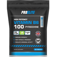 Vitamin B6 100mg - 60 Vegan Tablets 7000% Nrv Dose High Strength � B6 Vitamins Contributes to Healthy Metabolism, Reduction of Tiredness, Normal Immune & Nervous System Function � PROELITE