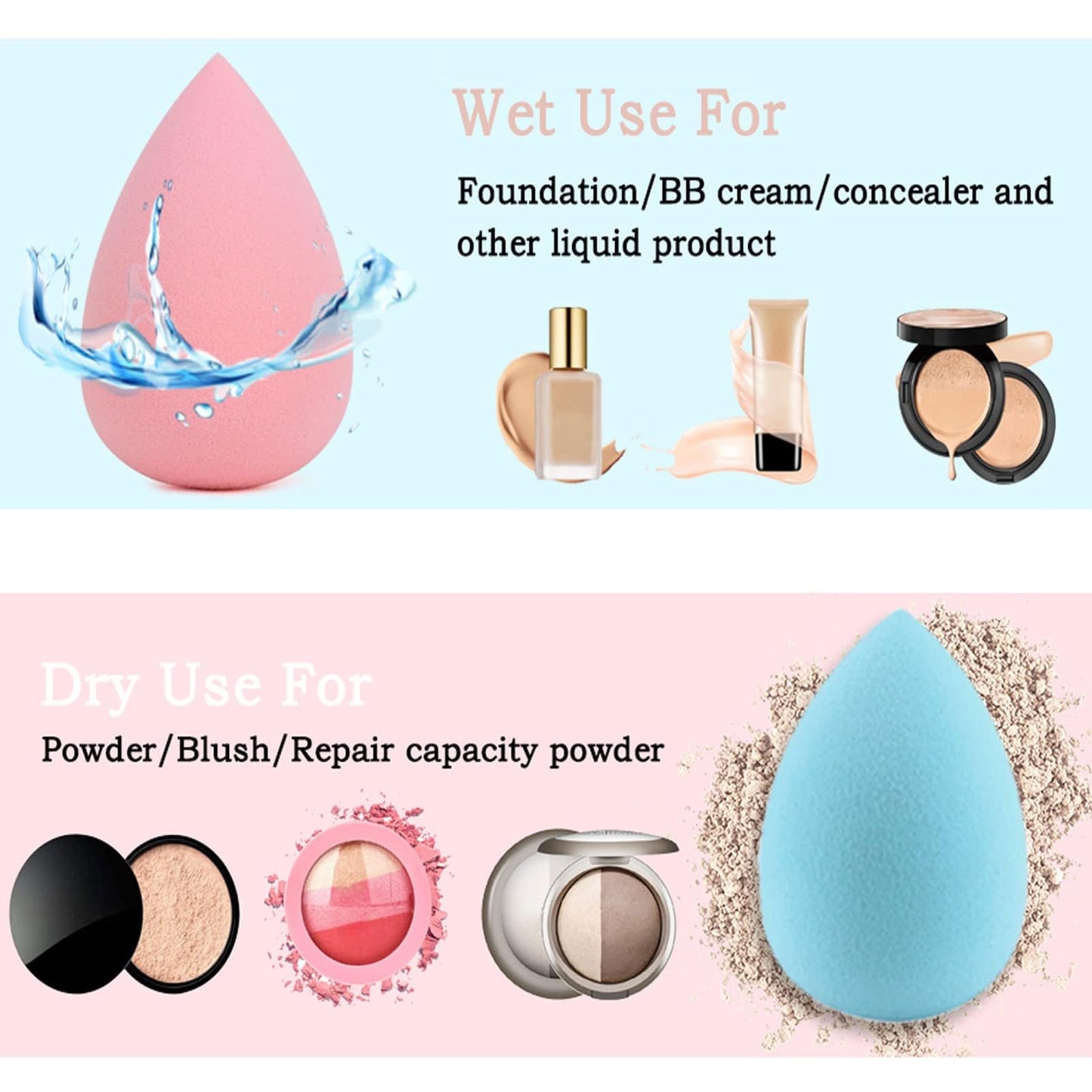 Makeup Brushes DUAIU 15PCs Marble Makeup Brush Set Premium Synthetic Kabuki Powder Blush Contour Foundation Concealer Eyeshadow Brushes with Makeup Sponge
