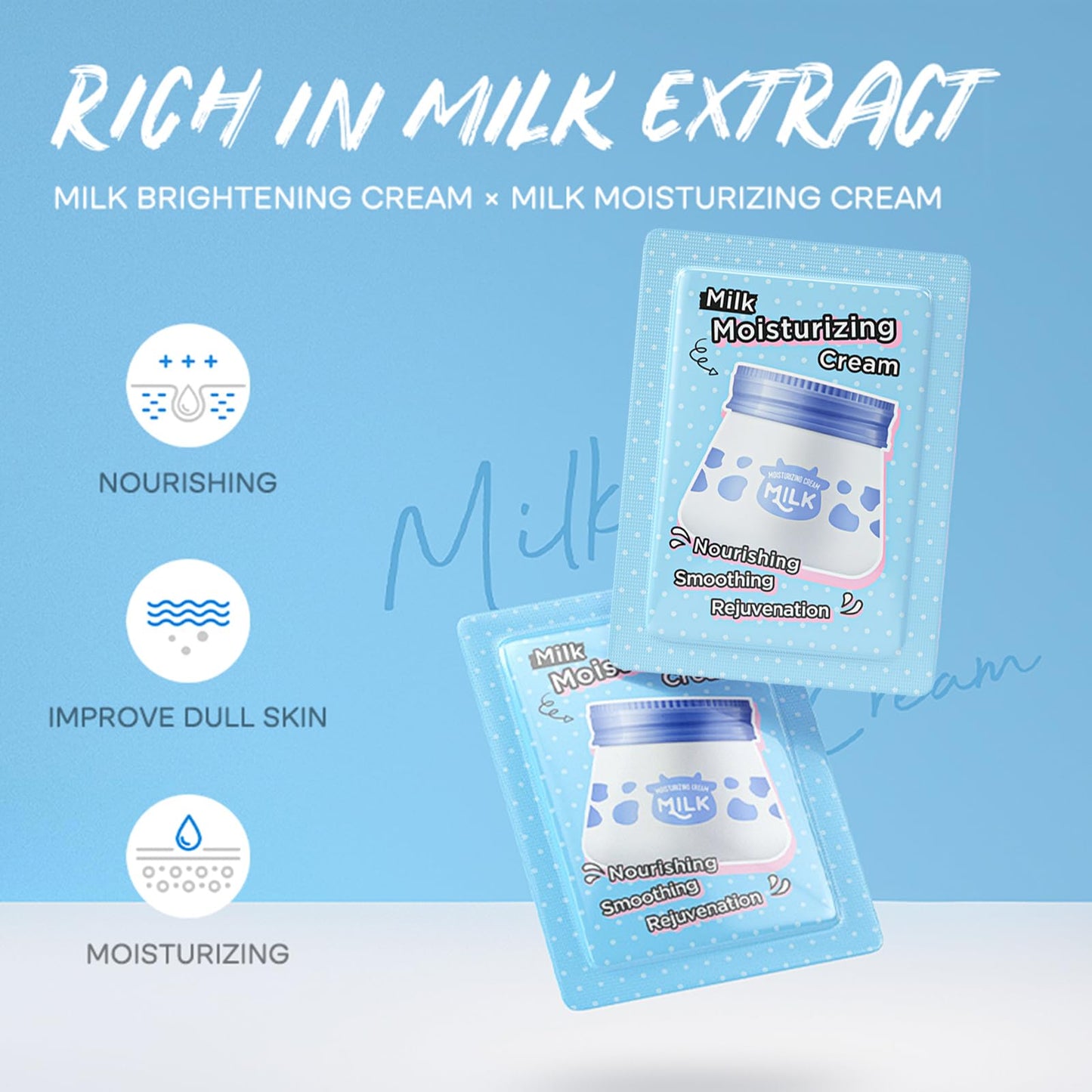 TBeautfave Milk Face Moisturizer For Women, Natural Milk Moisturising Cream, Milk Hydrating Moisturizing Cream, Anti Aging Face Cream, Face Moisturizer for Nourishing, Smoothing & Hydrating(1PCS+5Bags)