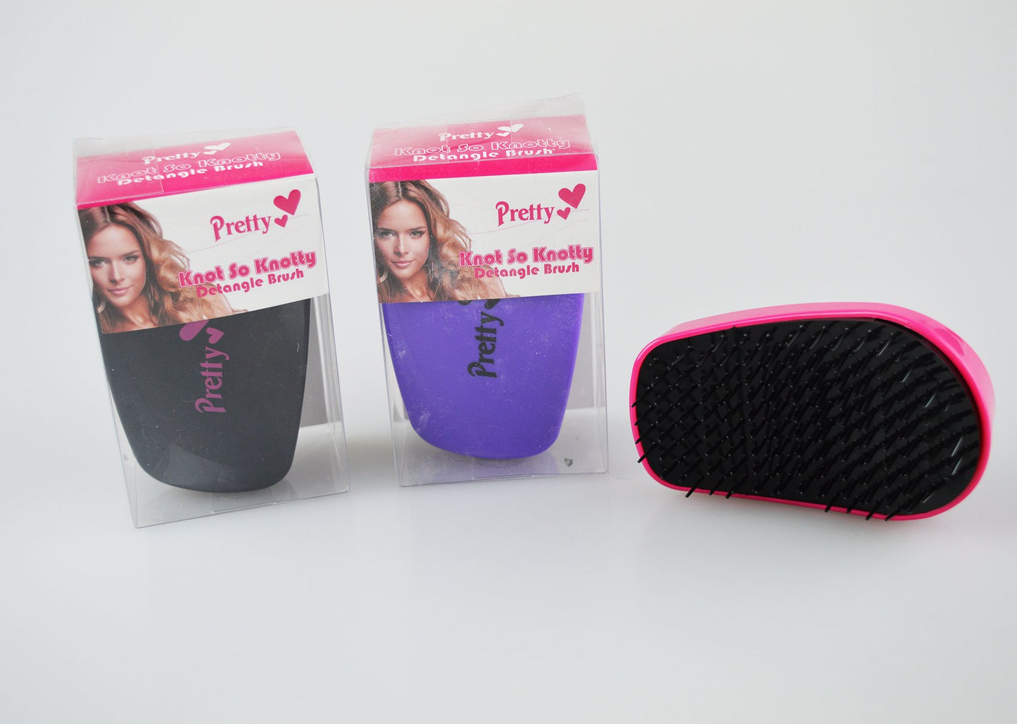 Knot so Knotty Detangle Brush by Pretty - Choose Pink, Black or Purple - Leaves your hair soft and tangle free! (Black)