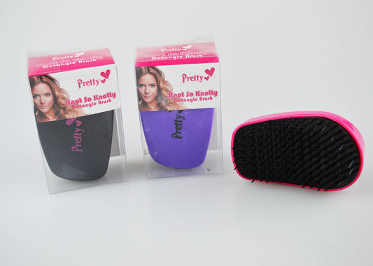 Knot so Knotty Detangle Brush by Pretty - Choose Pink, Black or Purple - Leaves your hair soft and tangle free! (Black)
