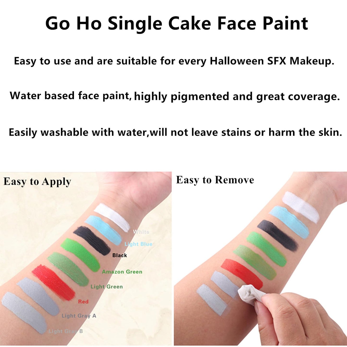 Go Ho Black Face Body Paint 0.88 oz,Water Based Creamy to Gel Body Painting SFX Makeup for Adults Children Halloween Cosplay Costumes Festivals Makeup, 25g