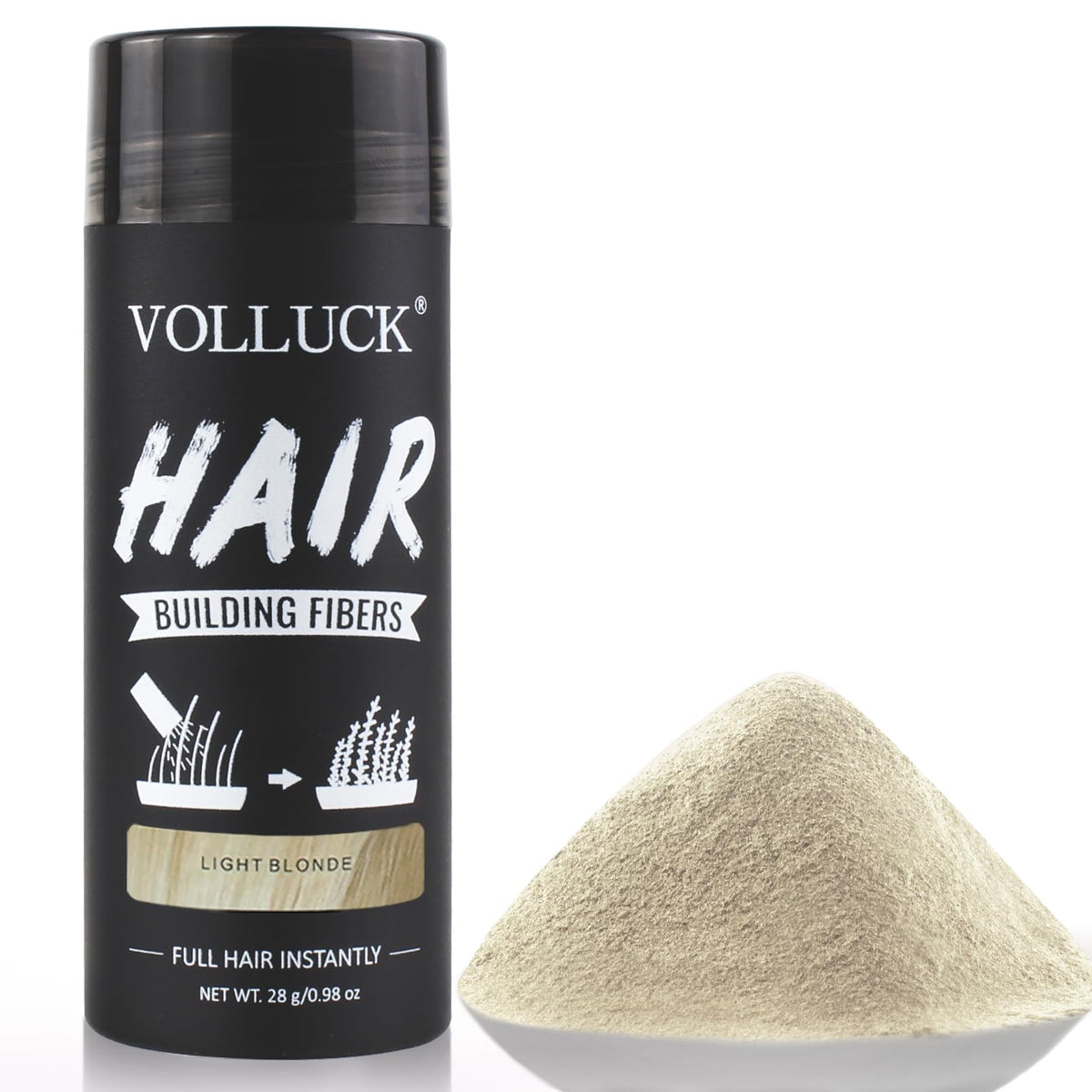 VOLLUCK Hair Fibres, Hair Thickening Products for Women Men, Long-lasting Hair Thick Fiber for Hair Loss 28 g (Light Blonde)