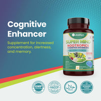 JeaKen - Super Mind Nootropics Supplements, Beetroot Capsules with Rhodiola Rosea, Lions Mane, L-Theanine and More, Boosts Focus, Alertness and Memory, 1200mg per Serving, 60 Vegan Capsules