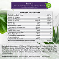 Horbäach Night Time Complex 5000mg | with Ashwagandha KSM-66, Lemon Balm, Chamomile and L-Tryptophan | 60 Vegan Capsules | Sleep Complex for Men & Women | by Horbaach