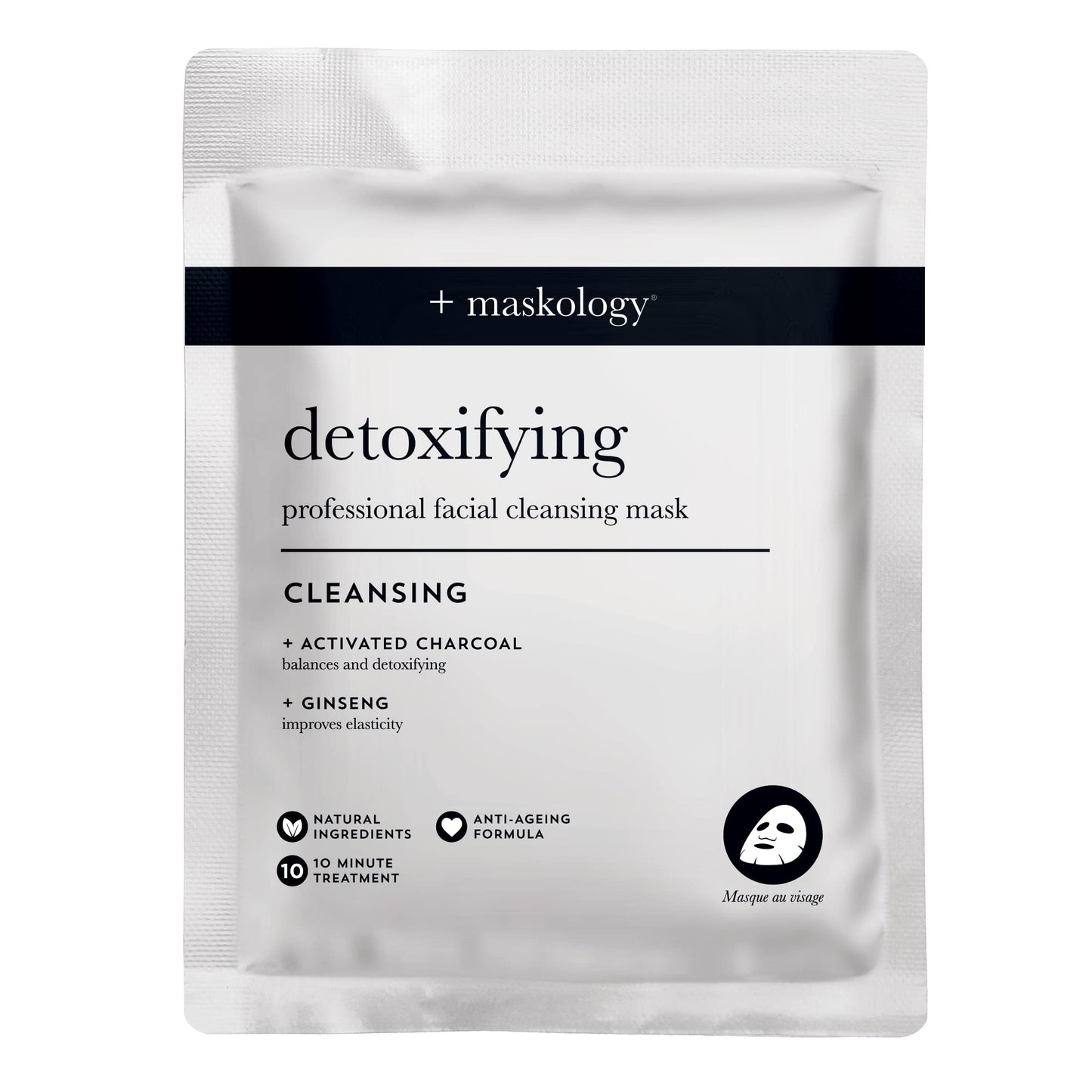 MASKOLOGY DETOXIFYING Professional Sheet Bubble Mask Pack of 1 | Charcoal Face Mask | Self-Foaming Face Sheet Mask Packs | 100% Plant Based | Bubble Sheet Mask |