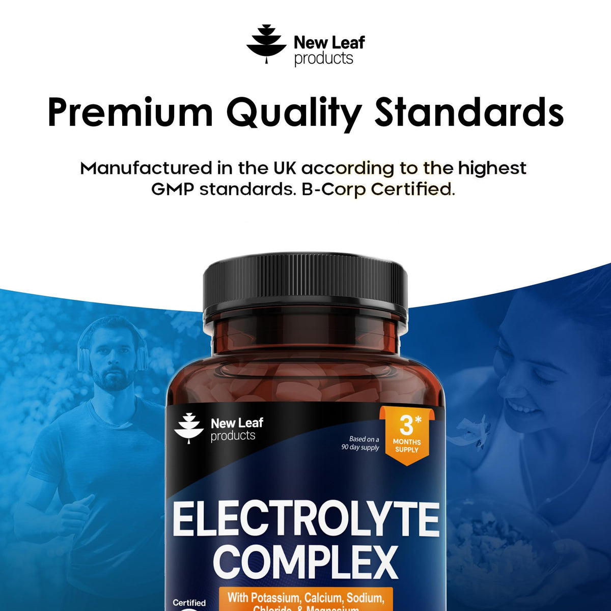 NEW LEAF PRODUCTS Electrolytes Tablets - High Strength Rehydration Tablets - with Potassium, Calcium, Sodium, Chloride, and Magnesium Fasting Keto Electrolytes Vegan Made in UK