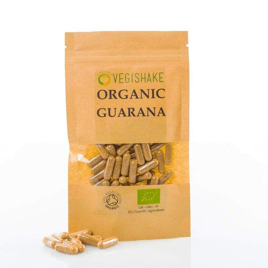 Organic Guarana HPMC Capsules 39g Natural Caffeine per Gram Energy Stamina Vegan Halal Kosher (90 Capsules)