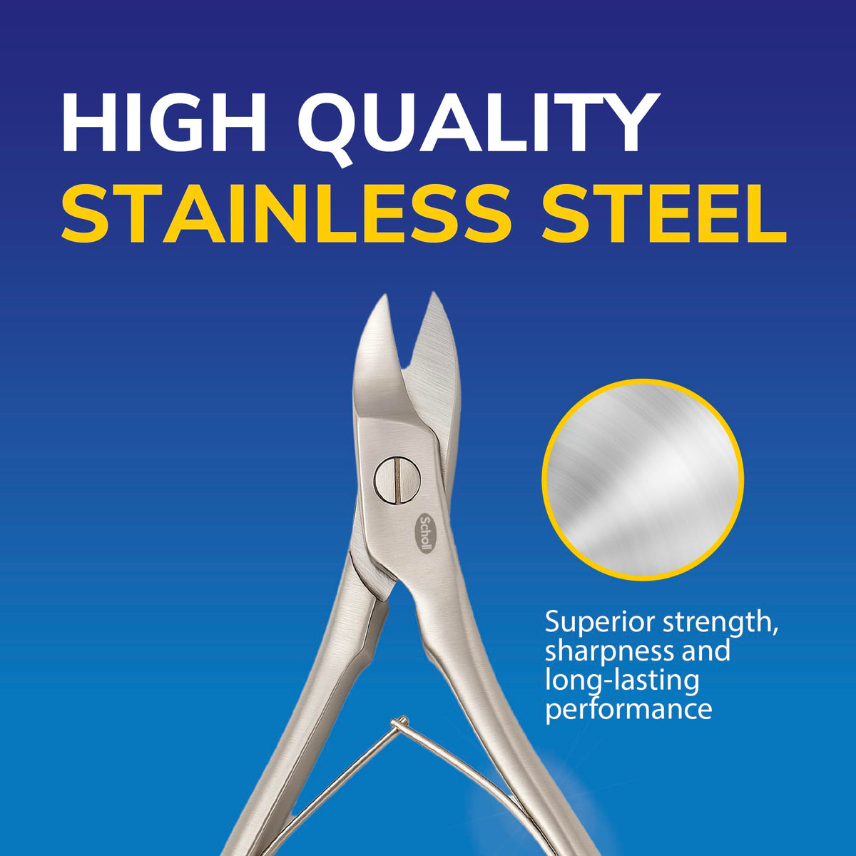 Scholl Nail Care Toe Nail Scissors - Heavy Duty Stainless Steel Nail Clippers and Cutter for Thick Nails, Precision Toenail and Fingernail Trimming Tool, Dual-Action Pedicure Tool, Durable, 1 Unit