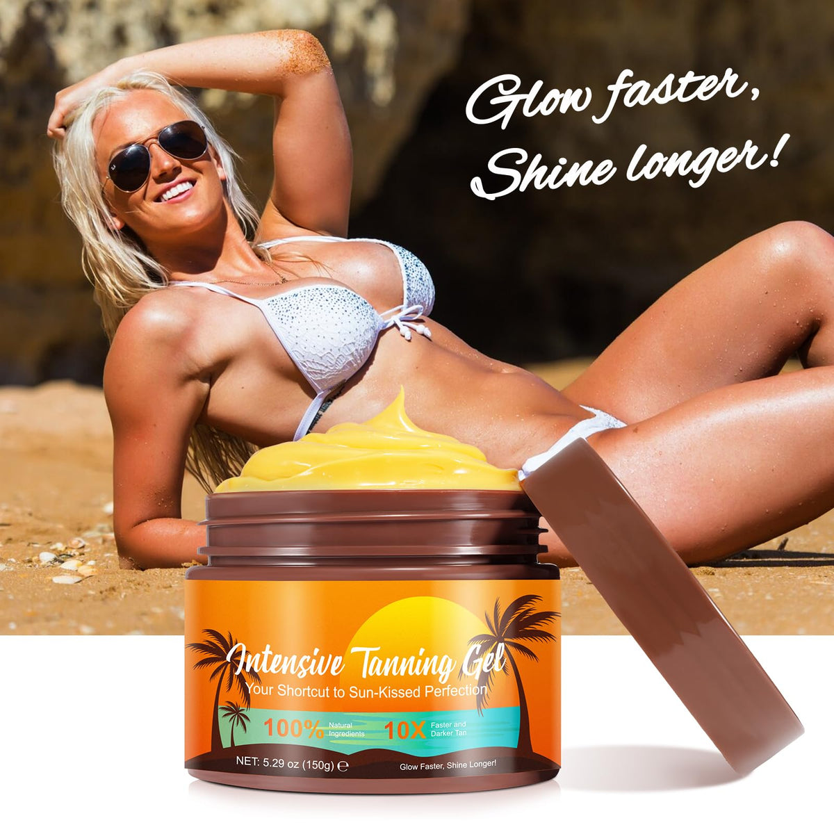 LEISGOTO Sunbed Tanning Accelerator, Premium Tan Accelerator Cream - for Sunbeds & Outdoor Sun, with Carrot Tanning Cream, Achieve a Natural Tan Skin - 150g
