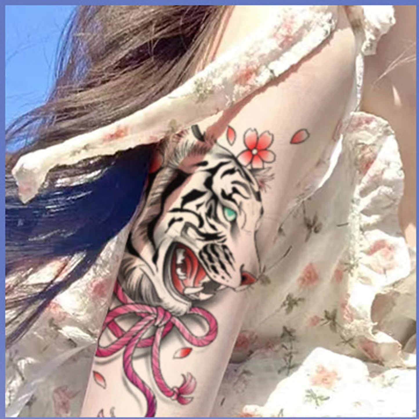 Nirbffo Fish Cat Bird Tiger Temporary Tattoo for Women 5Pieces
